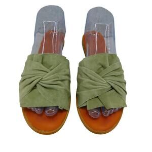 1State Womens Shoes Chevonn Suede Olive Slide Sandal - Size 8